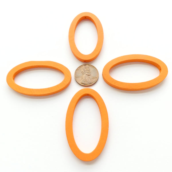 Wood Shapes, Oval Orange 50x30mm, Sold by Sets of 4