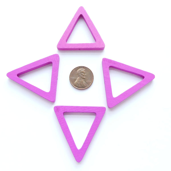 Wood Shapes, Triangle Hot Pink 40mm, Sold by Sets of 4