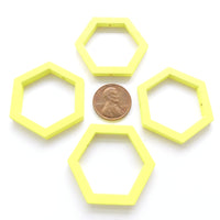 Wood Shapes, Hexagon Yellow 35mm Diameter, Sold by Sets of 4