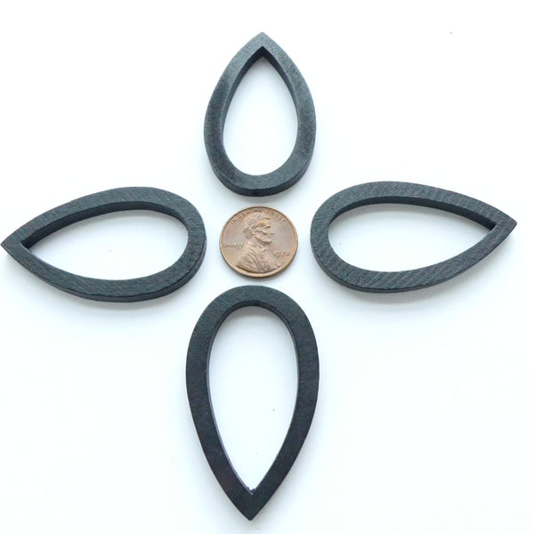 Wood Shapes, Teardrop Black 50mm, Sold by Sets of 4