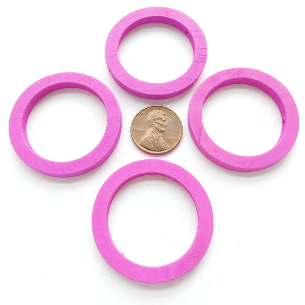 Wood Shapes, Circle 40mm Diameter, Hot Pink, Sold by Sets of 4