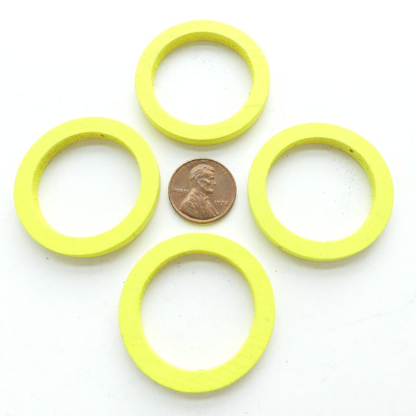 Wood Shapes, Circle Yellow 40mm Diameter, Sold by Sets of 4