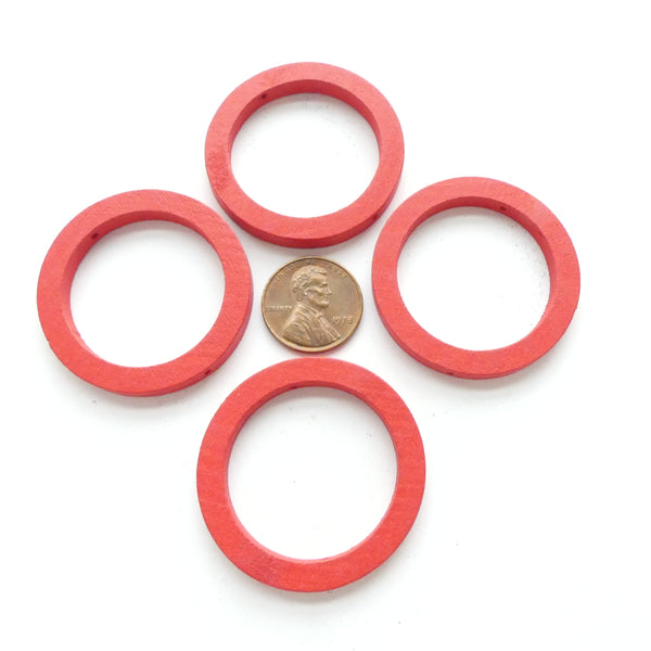 Wood Shapes, Circle Red 40mm Diameter, Sold by Sets of 4