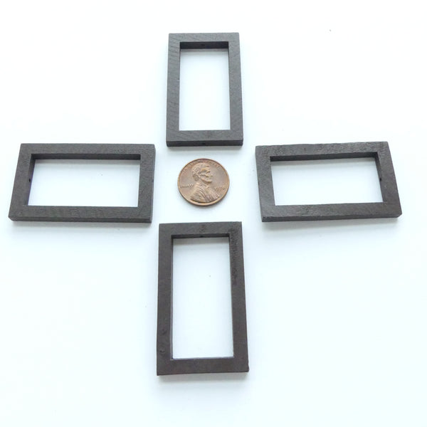 Wood Shapes, Rectangle Dark Brown 50x30mm, Sold by Sets of 4
