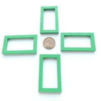 Wood Shapes, Rectangles Green 50x30mm, Sold by Sets of 4