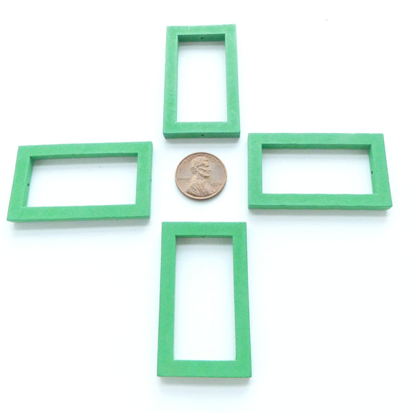 Wood Shapes, Rectangles Green 50x30mm, Sold by Sets of 4