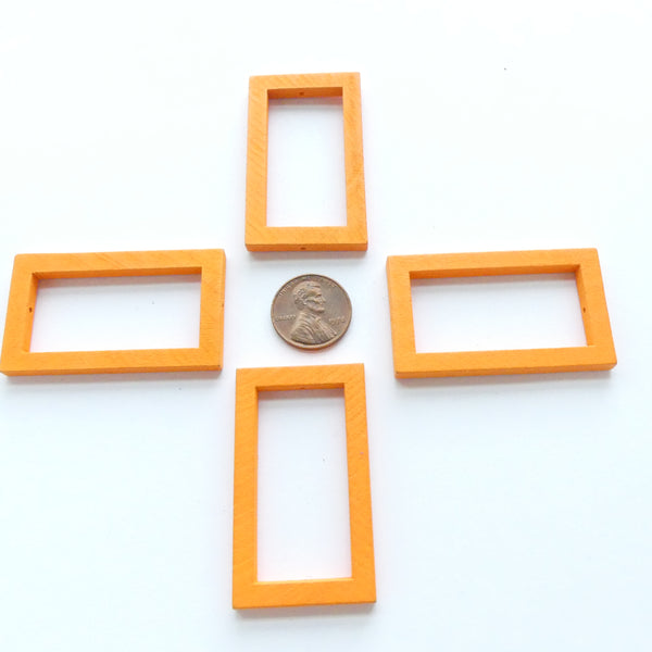 Wood Shapes, Rectangle Orange 50x30mm, Sold by Sets of 4