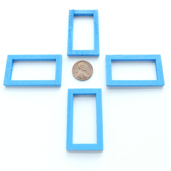 Wood Shapes, Rectangle Blue 50x40mm, Sold by Sets of 4