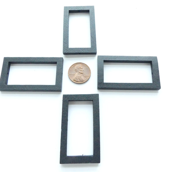 Wood Shapes, Rectangle Black 50x30mm, Sold by Sets of 4