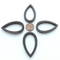 Wood Shapes, Teardrops Dark Brown 50mm, Sold by Sets of 4