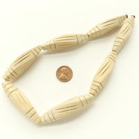 Wood, Carved, Long, Twisted Bicones, Philippine White Wood, 2.5-inches long