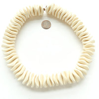 Wood, Big Wavy Slices of Philippine White Wood, 22mm Diameter on 16-inch Strands
