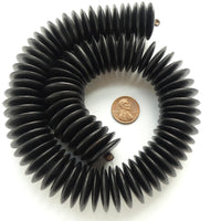 Black Wood Large, Thin Rondelles, 25mm Diameter on 16-inch Strands
