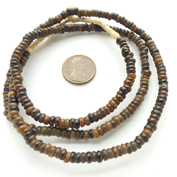 Kati Seeds, 3x4mm Mostly Dark Brown with Some Lighter Ones Mixed In on 22-inch Strands