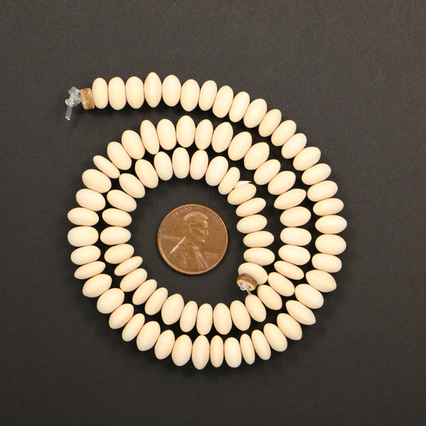 Wood, Rondelles, White 5x9mm on 16-inch Strand