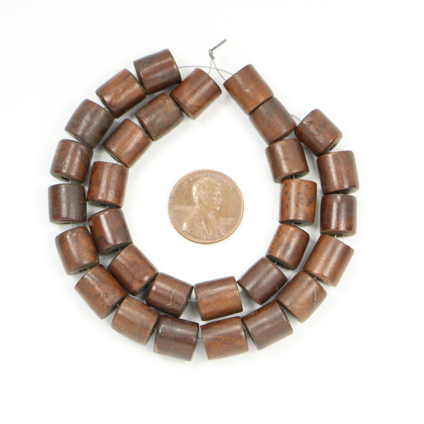 Wood, Date Palm Cylinder Beads, Vintage, 10x9mm, Sold in Sets of 30