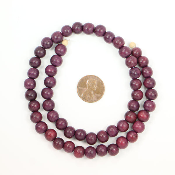 Wood, Round, Reddish Brown Beads, 8mm on 16-inch Strands