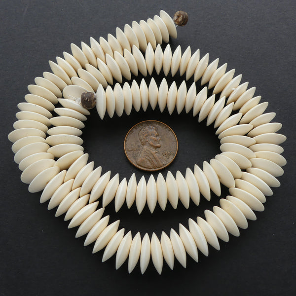 Wood, Rondelles, Natural White Wood, 3x11mm on 16-inch Strands