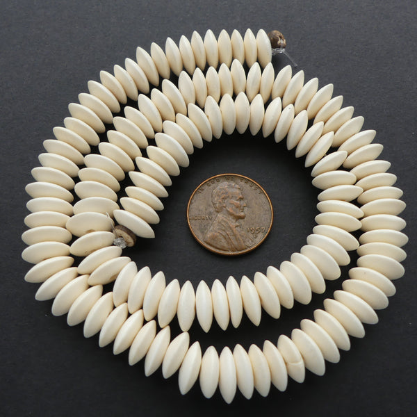 Wood, Rondelles, Natural White Wood 3x9mm on 16-inch Strands