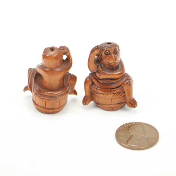 Ojime, Monkey on a Tub, 31x23mmm Sold Individually