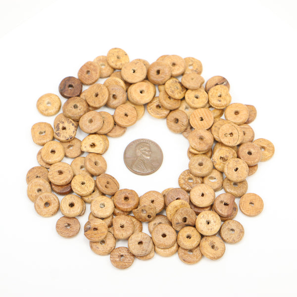 Wood, Discs, Light Tan Color,  3x11mm, Sold by the 3x3 inch Baggie Contents Shown