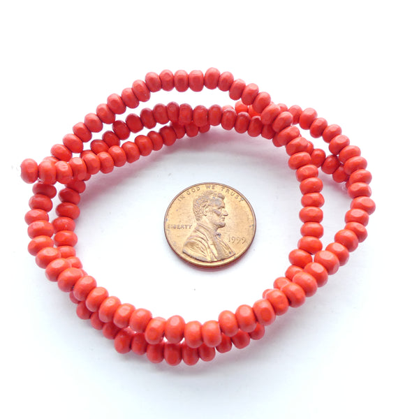 Wood Round Red, 4mm on 16-inch Strands