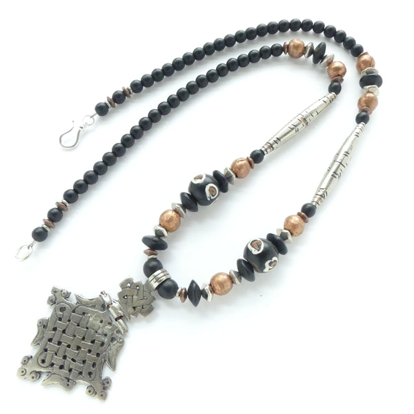 Copper, Silver and Black with Ethiopian Cross, 25 inches long