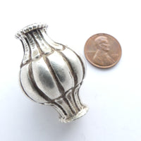 Indian Silver Huge Antique Fluted Beads from Rajasthan
