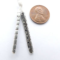 Indian Silver, Pair of Antique Long Narrow 10-hole Spacer Bars