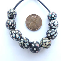 Skunk (Eye) Beads, Antique Venetian Lampwork, Set of 9