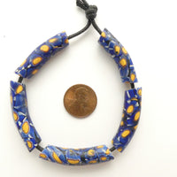 Millefiori Antique Venetian Trade Beads, Set of 5 Blue Elbow Beads