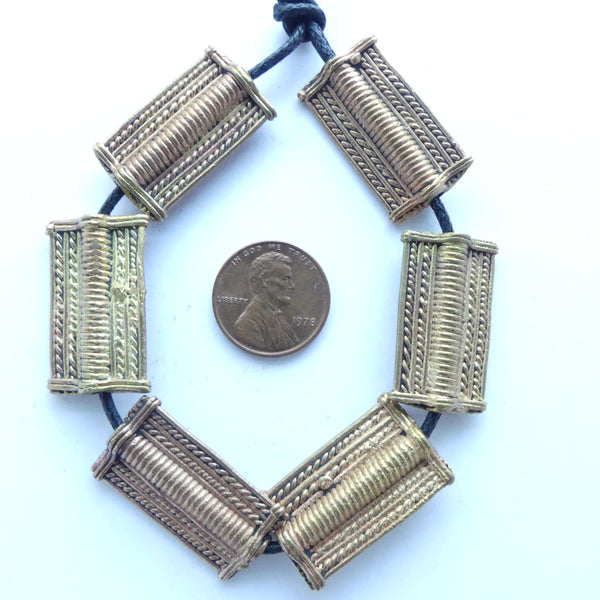 Brass, Lost Wax Cast Rectangles, Baoule, Set of 5