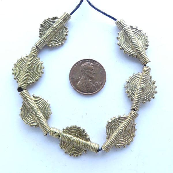 Brass, Lost Wax Cast Sun Discs, Medium, Set of 7