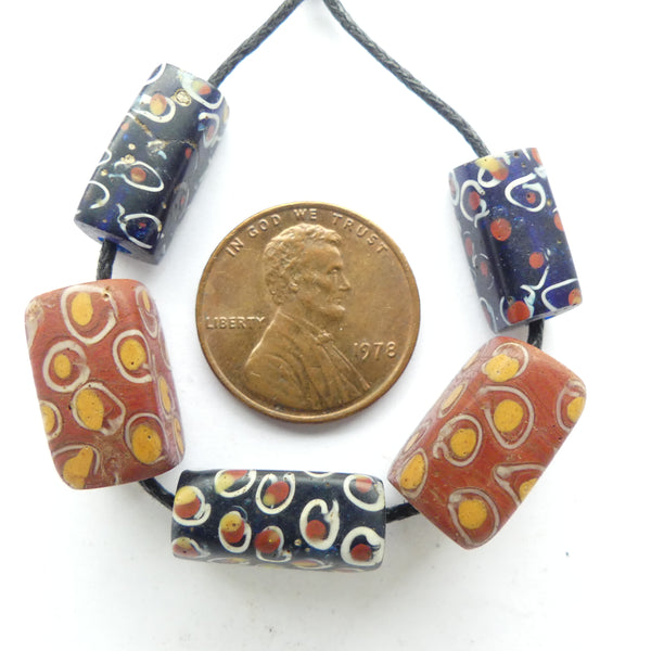 Lampwork, Antique Venetian Black and Brown, Set of 5