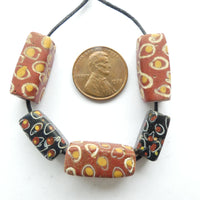 Brown and Black Antique Venetian Lampwork Set of 5