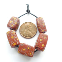 Brown Antique Venetian Lampwork, Set of 5 Square Cross Section Beads