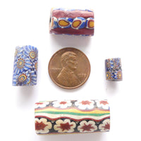 Millefiore Aftican Trade Beads, Mixed Lot of 4, Largest 27x13mm