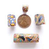 Millefiori African Trade Beads, Mixed Lot of 4 Beads, Largest 30x10mm