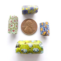 Millefiore African Trade Beads, Mixed Lot of 4, Largest 24x14mm