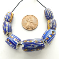 Blue Antique Venetian Lampwork, Set of 7