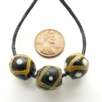 Black Antique Venetian Lampworked Glass Beads, Set of 3
