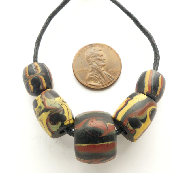 Ghana Eyes Collector/Designer Set of 5 Matched Beads in 3 Sizes