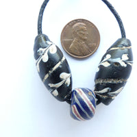Lampwork, Antique Venetian Lewis & Clark Beads and a Surprise, Set of 3