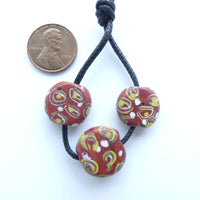 Tabular Antique Venetian Lampwokr Beads, Set of 3, Largest 16mm