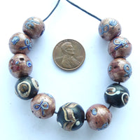 Aventurine Venetian Lampworked Glass Trade Beads, Set of 11