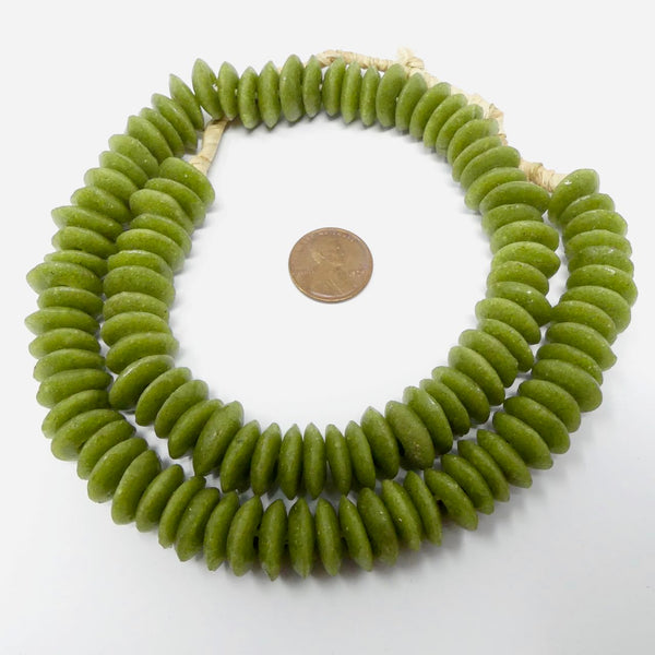 Powder Glass Rondelles, Olive