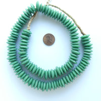 Powder Glass Rondelles, Green