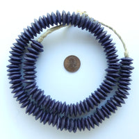 Powder Glass Rondelles, Dark Eggplant, 4x15mm on 21-inch Strands