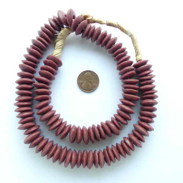 Powder Glass Rondelles, Rich Brown