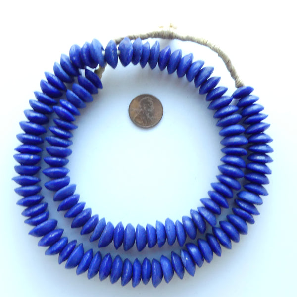 Powder Glass Rondelles, Royal Blue